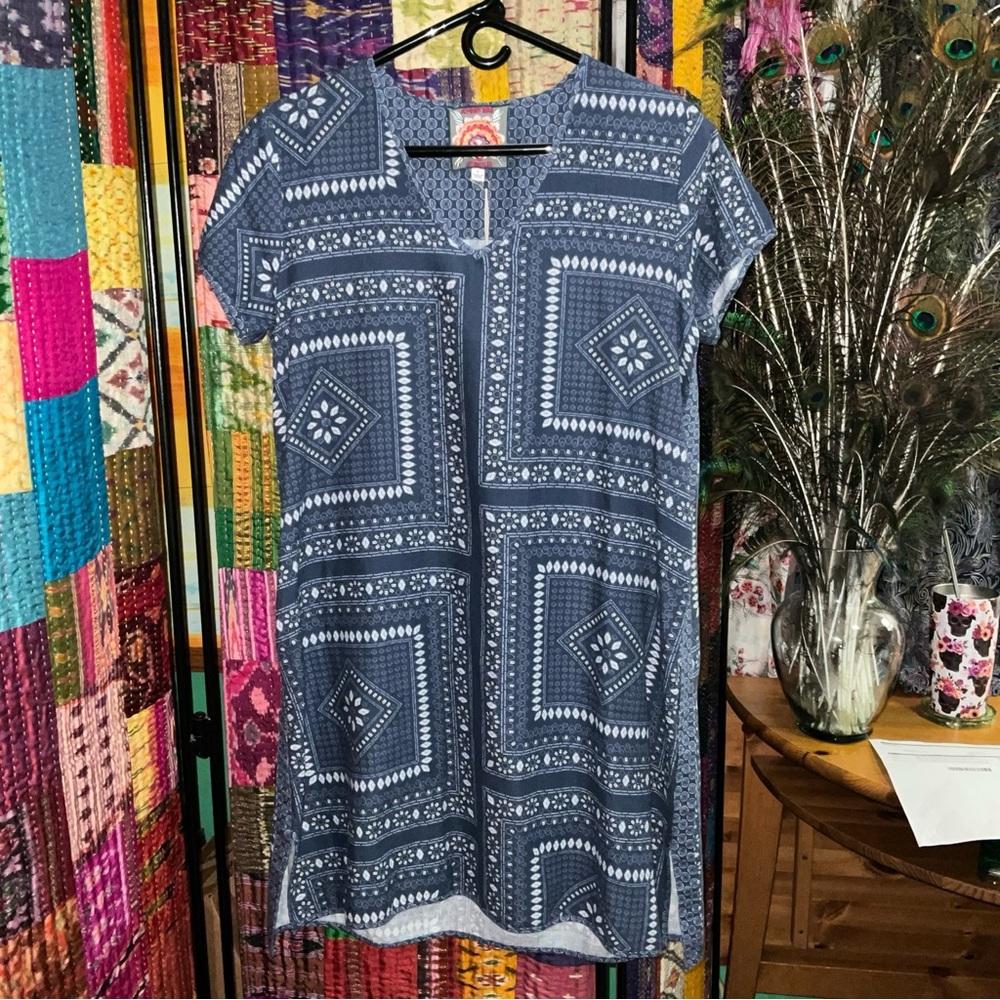 NWT$248 Johnny Was SMALL Patched Ikat Drape Tunic Dress